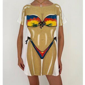 90s vintage bikini body graphic novelty funny beach vacation coverup tee shirt
